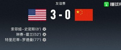 ​美国女足vs中国女足全场数据：射门数20-1，射正数11-1